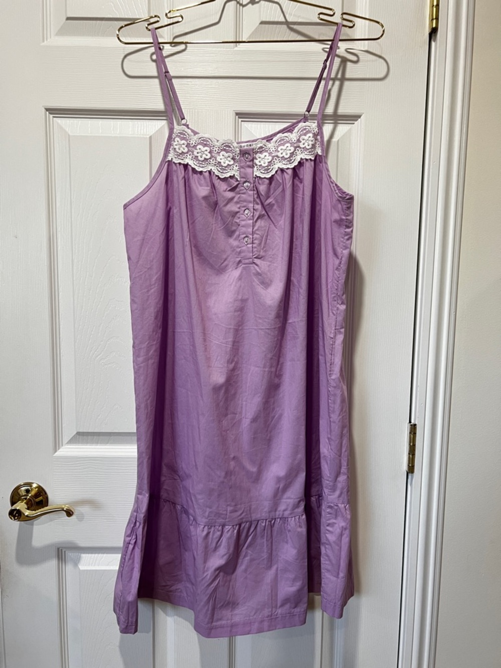 Ekouaer Cotton Nightgown Lace Sleep Dress Victorian Purple Size Large Sleeveless